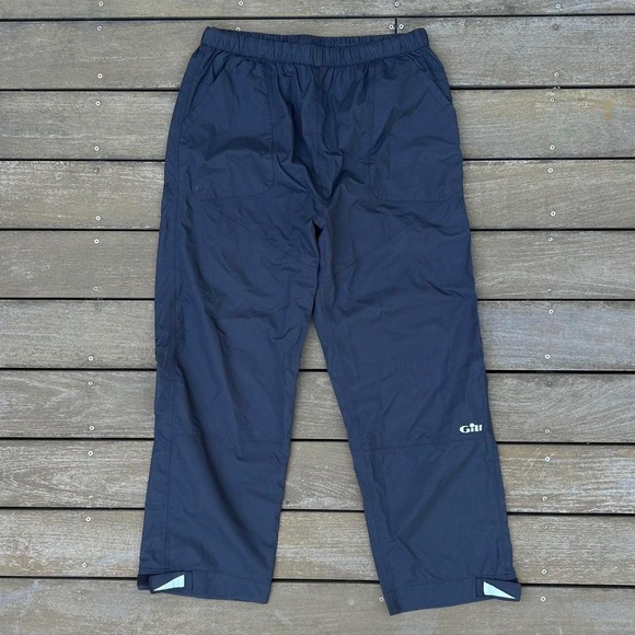 Navy Blue Nylon Gill Waterproof Pants w/ Elastic Waist Fishing Pants - Picture 1 of 8